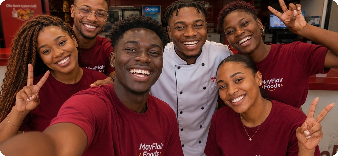The Mayflair Foods team together
