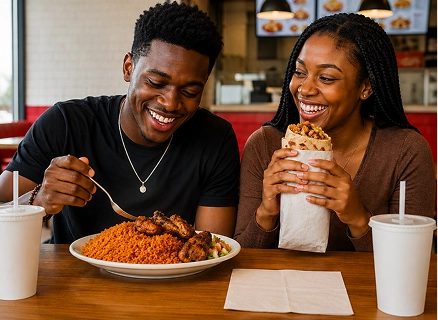 Mayflair customers sharing a meal